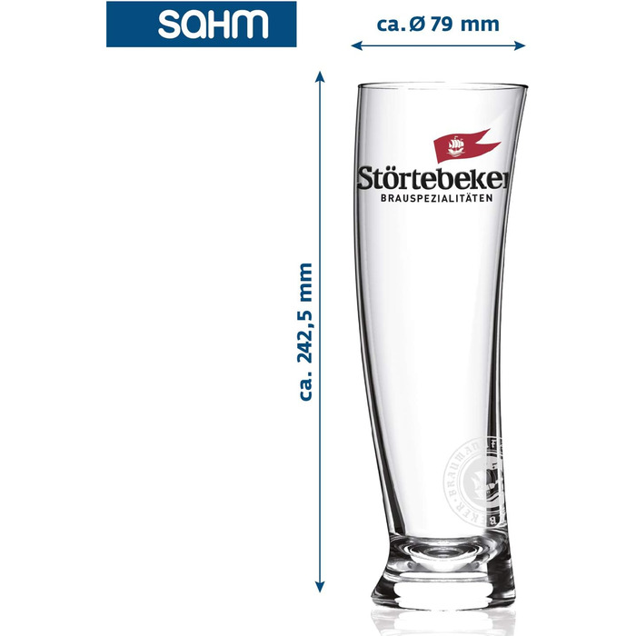 Störtebeker Wheat Beer Glasses 0.5 l - 6 Wheat Beer Glasses in the Sydney Sailing Glass Design - Weissbier Glasses 0.5l - Störtebeker Glasses as a great beer gift