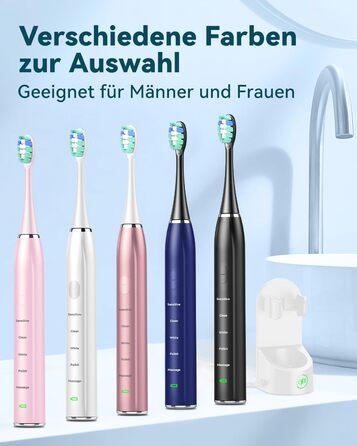 Електрична звукова зубна щітка для дорослих Roségold з відбілюючим ефектом - 8 насадок, 5 режимів, кейс для подорожей та зарядний пристрій