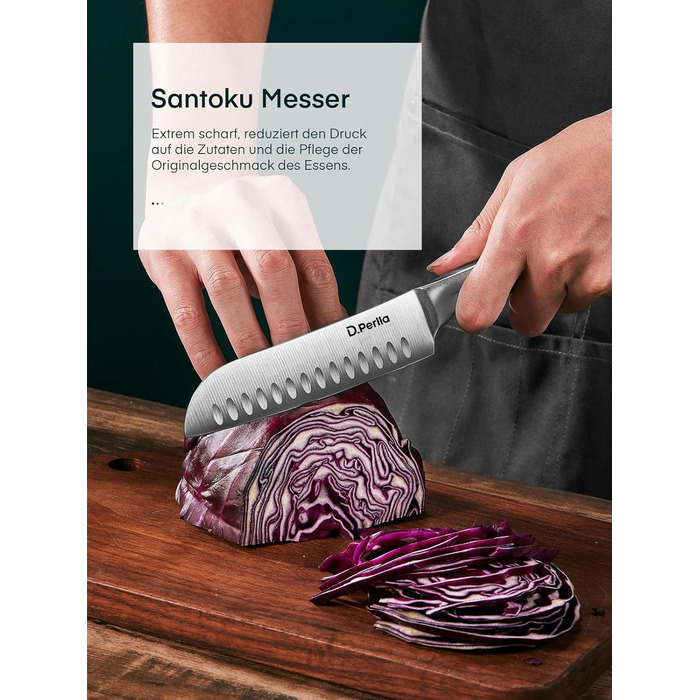 D.Perlla Professional 16-Piece Knife Set with Wooden Block - Extra Sharp & Ergonomic Stainless Steel Kitchen Knives