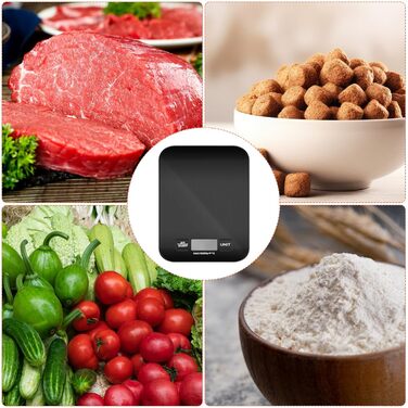 Кухонні ваги Tekenewbse: цифрові, 10 кг, точність 1 г, LCD-дисплей, чорний колір. Ідеально для приготування їжі та випічки.