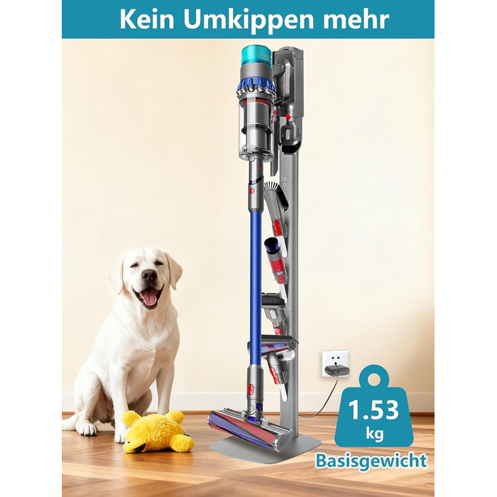 Підставка для пилососа Dyson Gen5, V15, V12, V11, V10, V8, V7, V6 з вуглецевої сталі, сірого кольору