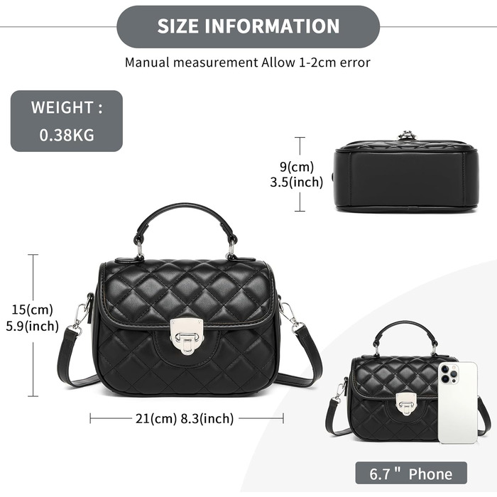 Сумка жіноча Miss Lulu середнього розміру: шкіряна сумка-тоут, крос-боді, вінтажний стиль, чорна (4-1)