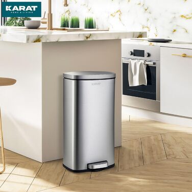 Відро для сміття Karat Silber 30л з нержавіючої сталі для кухні - система сортування відходів (Dustin)