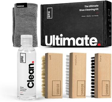 SHOEGR Ultimate Shoe Cleaning Set | Suitable for Sneakers, Nubuk, Canvas, Knit | Shoe Care Set – Cleaning Solution, Brushes, and Microfiber Cloth