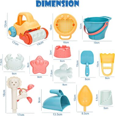 Sanlebi Sand Toy Set, Kids Sandbox Toy with Bucket, Sand Molds, Mesh Bag Beach Outdoor Games for Boys Girls