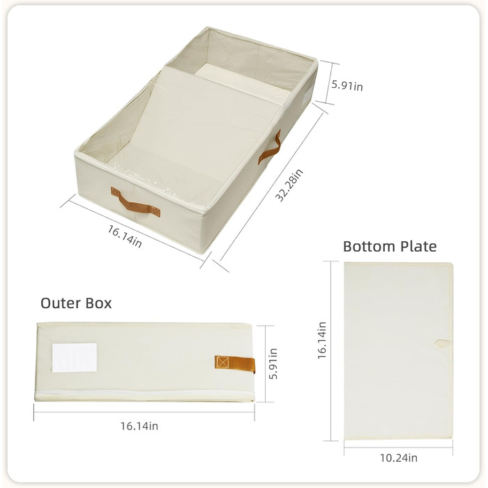 Коробки для зберігання під ліжком, 2 шт. з кришкою, сірі. Органайзери для білизни та одягу