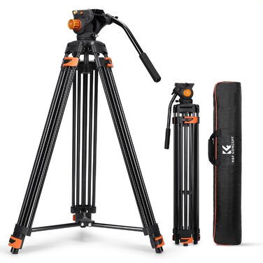 Відеоштатив K&F Concept 202 см з гідравлічною головою та швидкою зміною платформи, посилений тринога для DSLR, відеокамер та дзеркальних камер, навантаження до 8 кг