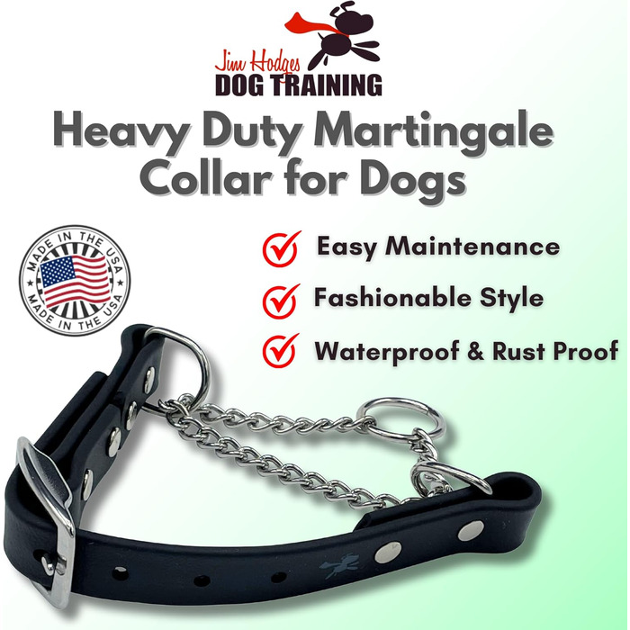 Нашийник для собак Martingale від Jim Hodges, біотану, не тягне, професійна якість, розмір M, чорний