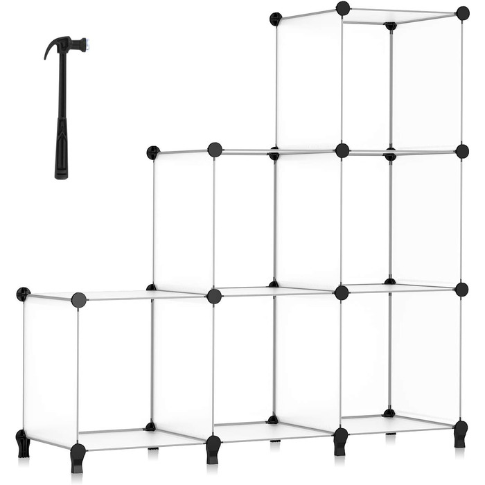 Wardrobe, Portable Shelving System, Plastic Closet with 2 Clothes Rods, Bedroom Wardrobe Closet White for Bedroom