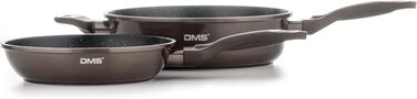 Набір посуду для індукційних плит DMS Carbon Metalic, 15 предметів: каструлі, сковорідки, кришки та кухонне приладдя, мармурове покриття