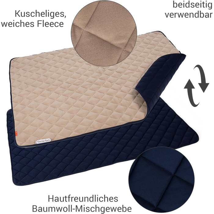 Лежанка для собак Doctor Bark: флісова двостороння підстилка для великих собак, 80x70 см, Beige/Grün