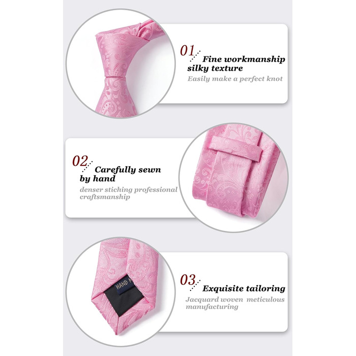 HISDERN Комплект краватки та нагрудного хустинки з квітковим візерунком Paisley, зелений (рожевий)