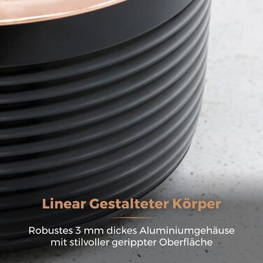 Набір каструль Tower Linear Roségold 3 предмети, антипригарне покриття, 16/18/20 см, чорний і рожеве золото, для індукції, EU