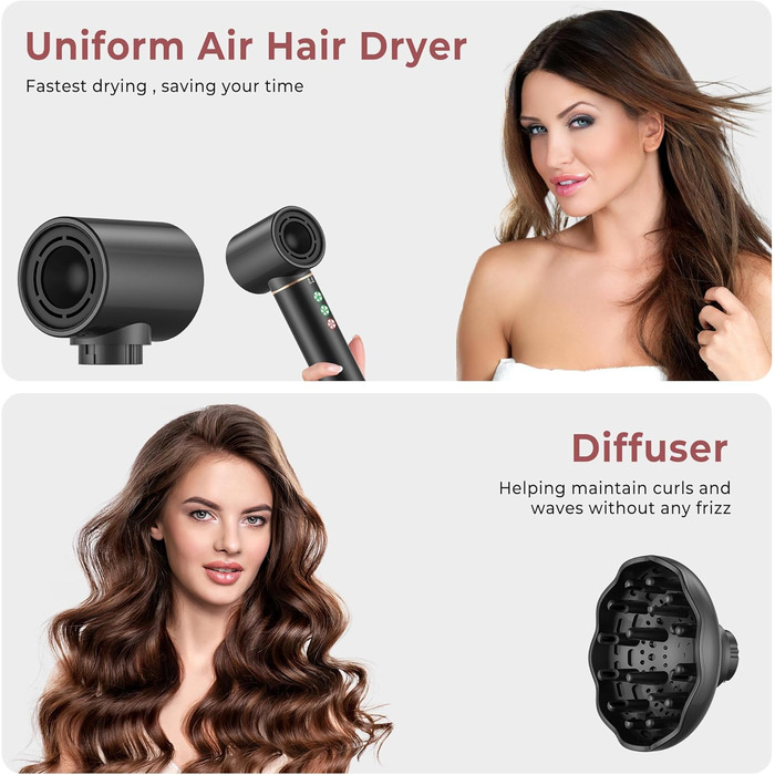 Професійний набір для укладки волосся 6 в 1 Air Styler Pro: фен, щітка, плойка, автоматична завивка, 1000W, для всіх типів волосся (чорний)