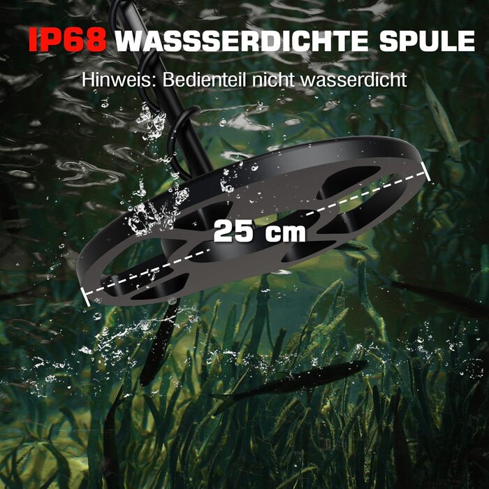 Металодетектор DR.ÖTEK Profi Set для дорослих та початківців: 6 режимів, водонепроникний (IP68), 3 режими ґрунту, Pinpoint, з аксесуарами, червоний