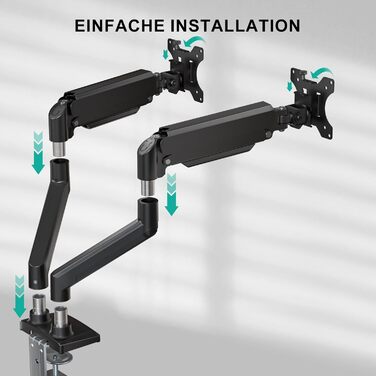 Кріплення для монітора WALI до 49 дюймів, підтримує LED/LCD монітори до 15 кг, регульована висота, нахил, поворот, VESA 75/100 мм, чорний (GSM001XL)