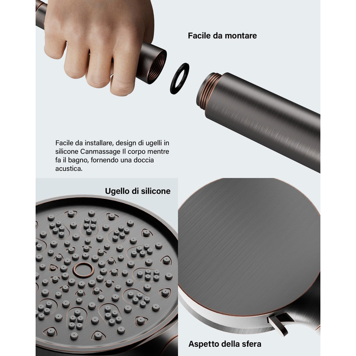 Cobbe Shower Head with Filter, High-Pressure Handheld Shower with Hose, 6 Spray Patterns Water-Saving Shower Head with 20-Layer Filtration, Shower for Hard Water, Residual Chlorine, Bacteria, Heavy Metals (Oil-Rubbed Bronze)