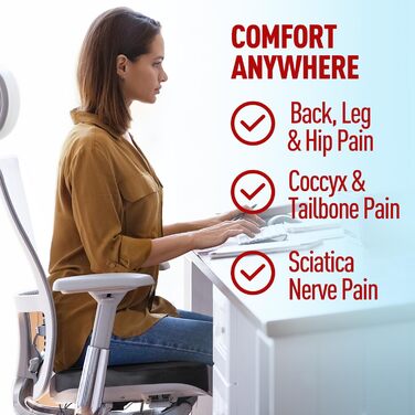 Ортопедична подушка для сидіння в авто та офісне крісло: підтримка попереку, Memory Foam, для комфорту