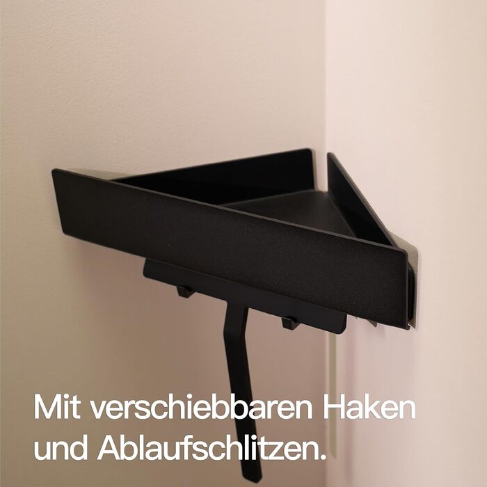 Designfabrik Hamburg: Shower Shelf without Drilling | Corner Shelf Bathroom | Shower Shelf without Drilling | Adhesive Shelf Bathroom | Self-Adhesive Shower Basket | Bathroom Accessories | Shower Shelf Corner Black