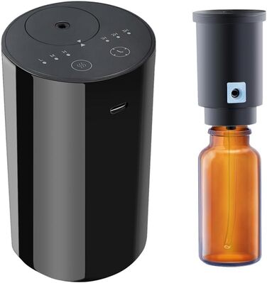 Дифузор для ефірних олій Cavir без води, портативний міні-ароматизатор повітря, USB-зарядка, 1/2/3 години таймер, 3 рівні туману, для дому, офісу, автомобіля, чорний