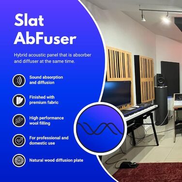 Акустична панель Bluetone Acoustics Slat AbFuser для звукопоглинання та дифузії, біла (100x50x11 см)