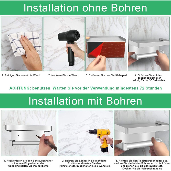 Тримач туалетного паперу з щіткою для унітазу з нержавіючої сталі 304, настінний, срібляний