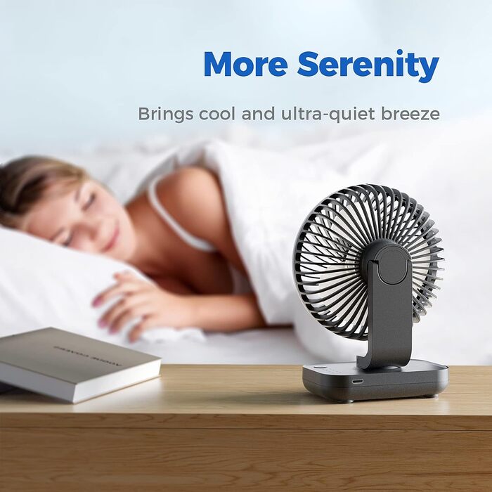 USB вентилятор OCOOPA Ultra Leise - портативний міні-вентилятор для столу, дому та офісу, 4 швидкості, 4000mAh, чорний/темно-синій