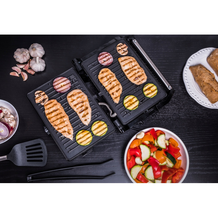 Складаний електричний контактний гриль Eldom GK130, сріблястий/сірий, 1600 Вт