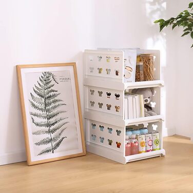 Hossejoy Extra Large Set of 4 Stackable Closet Storage Organizers, Foldable Closet Storage Box Organizers, Plastic Closet Organizer, Shelves, Basket, Bedroom, Office