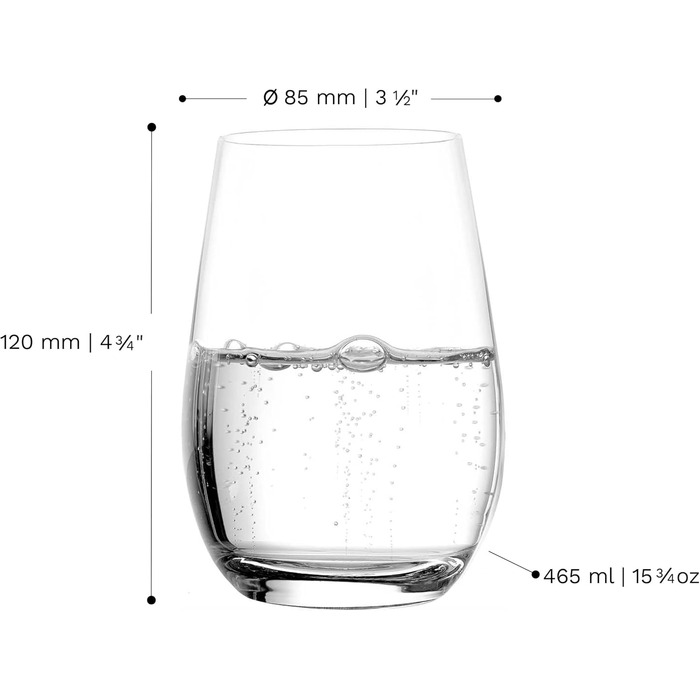 Stölzle Lausitz Water Glasses Event 6-Piece Set 465 ml – All-Purpose Glasses for Water, Juice & Cocktails – High-Quality Drinking Glasses Made of Lead-Free Crystal Glass – Dishwasher & Shock-Resistant, Made in Germany