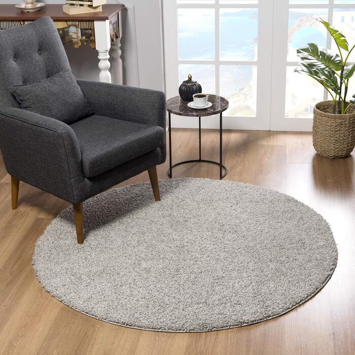 Килимок для вітальні Impression - Екологічний сертифікований килим, суцільний колір, 80x150 см (Світло-сірий, 150 см круглий)