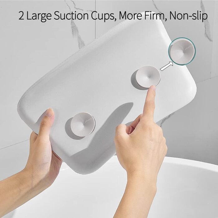 Lonkenn Bathtub Pillow, Ergonomic Bath Pillow, Stylish PU Bath Pillow with Suction Cups, Waterproof Bathtub Cushion, High-Quality Non-Slip Bath Pillow, Bathroom Accessories, for Bathtub, Spa White