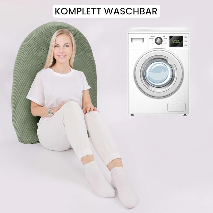 Подушка для годування Amilian Stillkissen XXL 170 см - для сну на боці, вагітності та годування - подушка для сну з наповнювачем та знімним чохлом (Blattpoesie)