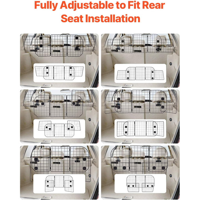 Автобар'єр для собак VEVOR - регульована перегородка, сітка (968x405 мм), захист для заднього сидіння, універсальна для SUV, позашляховиків, вантажівок, складана (93-150см*42см)
