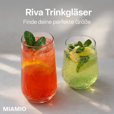 Набір склянок MIAMIO Riva 12 шт (6x420 мл, 6x460 мл) для води, соку, коктейлів - для посудомийної машини