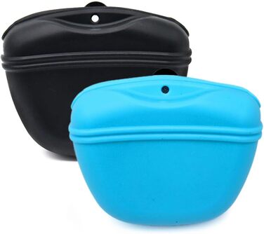 Силіконові мішечки для корму для собак, магнітні мішечки для корму для домашніх тварин для прогулянок та тренувань на відкритому повітрі (1 шт., ) (Чорний та небесно-блакитний)
