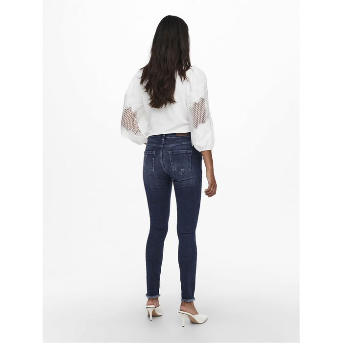 Джинси скінні ONLY ONLBLUSH, середньої посадки, темно-синій денім, розмір L/32L