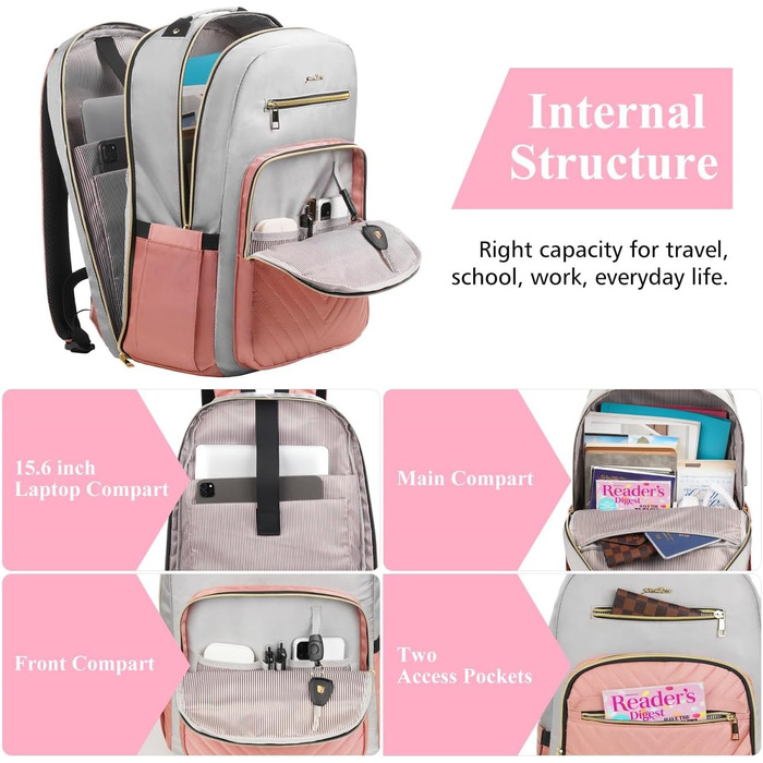 Жіночий рюкзак YAMTION: шкільний, для ноутбука 15.6