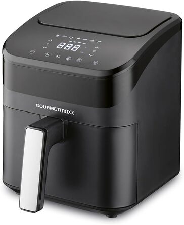 Gourmetmaxx Digital Air Fryer | 4L Air Fryer with Timer & Touchscreen | Fryer with versatile functions & programs | Fry with energy-saving efficiency, virtually without oil | Mini Oven - 1400 W Black 4 Liters