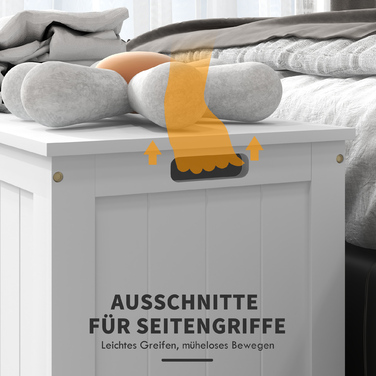 Ящик для зберігання HOMCOM з кришкою та ручкою, 81 x 40 x 46 см, білий контейнер для речей у вітальню та спальню