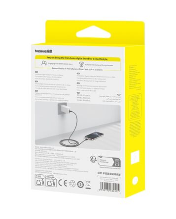 Кабель Baseus 100W USB-C - USB-C 2м з LED-дисплеєм, підтримка PD, QC 4.0 для iPhone, Samsung, MacBook, iPad Pro