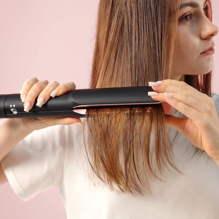 Фен-випрямляч для волосся 1300W з іонізацією, 4 температурні режими (90℃-160℃), 2-в-1, самоочищення (золотий)