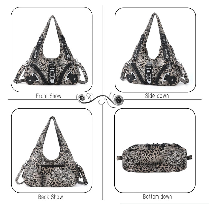 Сумка жіноча Angelkiss Hobo через плече, велика, повсякденна, коричнево-чорна в леопардовий принт