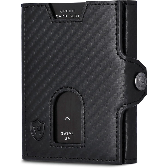 Стильний тонкий гаманець VON HEESEN з відділенням для монет та захистом RFID - гаманець для чоловіків та жінок - картхолдер, міні-портмоне, чорний карбон