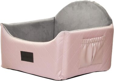 Автоматичне сидіння для собак 2в1 | Універсальний автосидіння для собак та котів | З штучної шкіри та плюшу, 48 x 48 см (Рожевий)