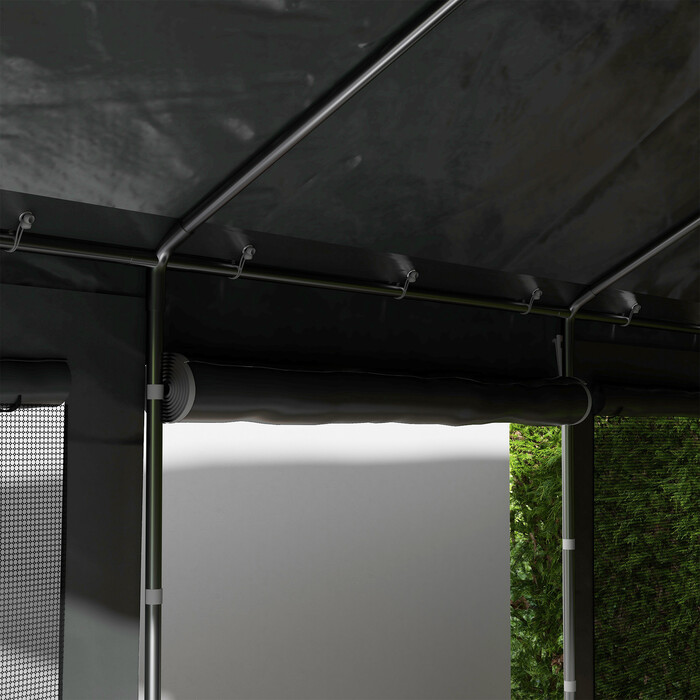 Outsunny Carport 6x3m Party Tent Adjustable Height Car Garage with 4 Mesh Windows and 4 Doors for Cars and Trucks Made of Steel