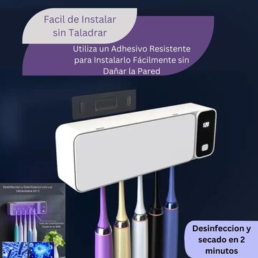Super Toothbrush Holder, UV Toothbrush Sterilizer, Electric Toothbrush Holder, 2000 mAh, Timer Function