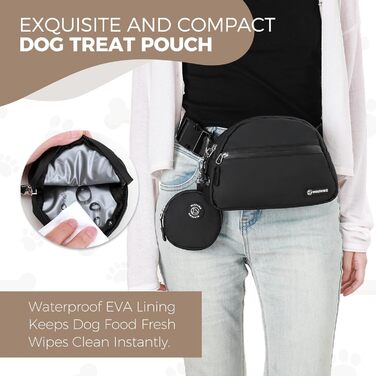 Сумка для дресирування собак Leckerlibeutel, з невеликим круглим мішечком, вбудованим диспенсером для собачих екскрементів та тримачем собачих екскрементів, кремового кольору (чорний)