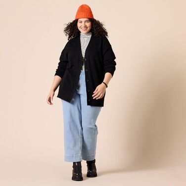 Кардиган-пуловер жіночий Amazon Essentials середньої щільності, V-подібний виріз, вільний крій, чорний, M