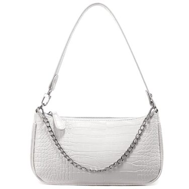 Сумка жіноча LOVEVOOK крокодиловий візерунок біла: сумка-клатч, сумка на плече, міні-сумка месенджер для побачень, вечірок, покупок